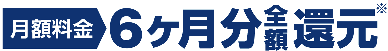 基本料金6ヵ月分全額還元