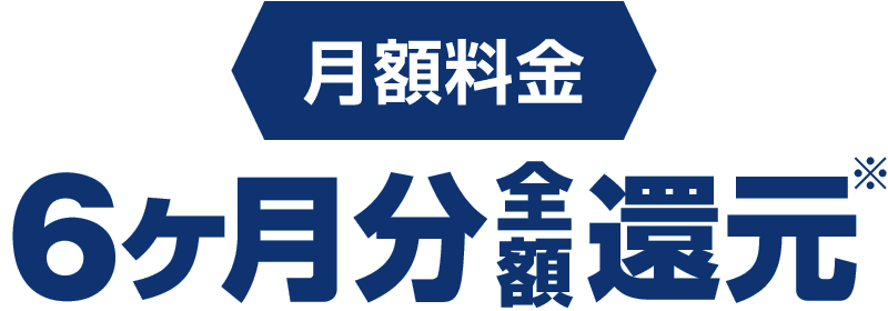 基本料金6ヵ月分全額還元