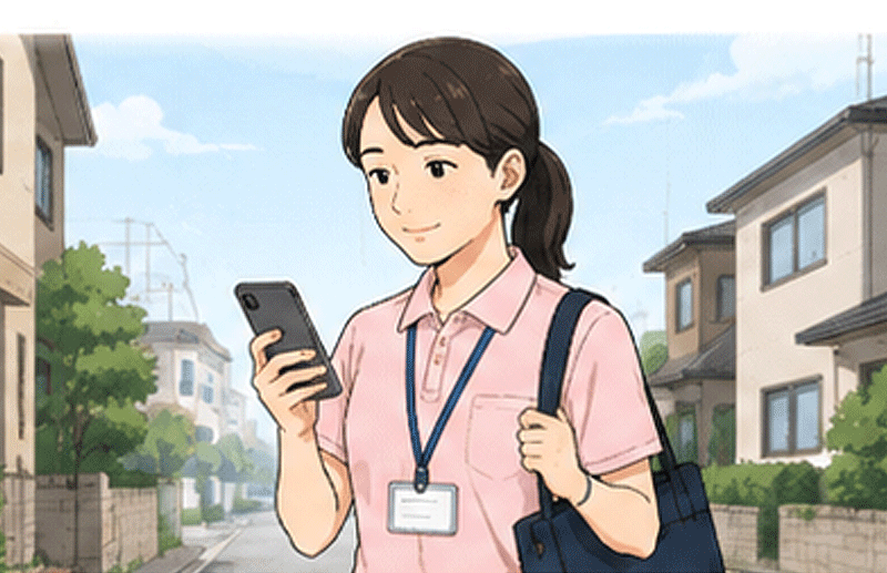 介護・訪問サービスの法人スマホ利用イメージ
