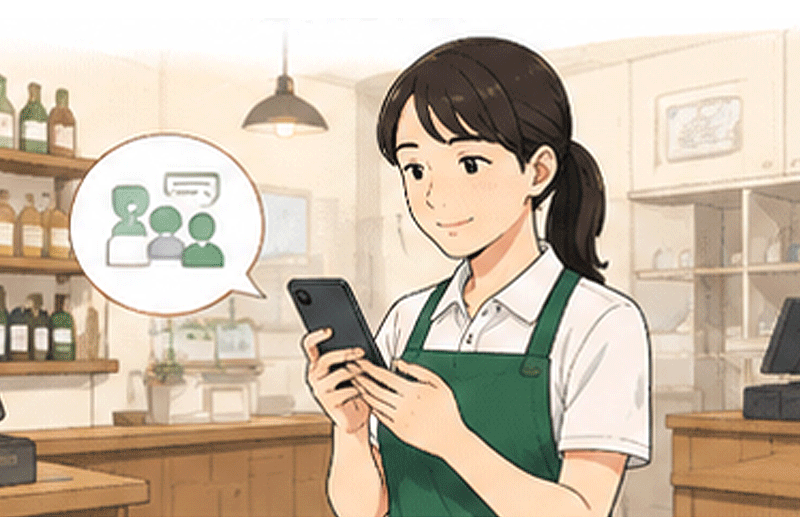 飲食・小売業の法人スマホ利用イメージ